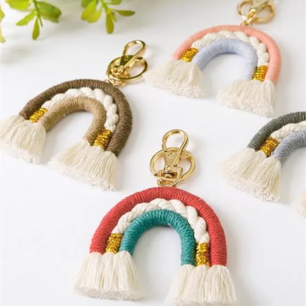 MACRAME 🌈 RAINBOW KEYCHAIN NWT MULTIPLE COLORS AVAILABLE